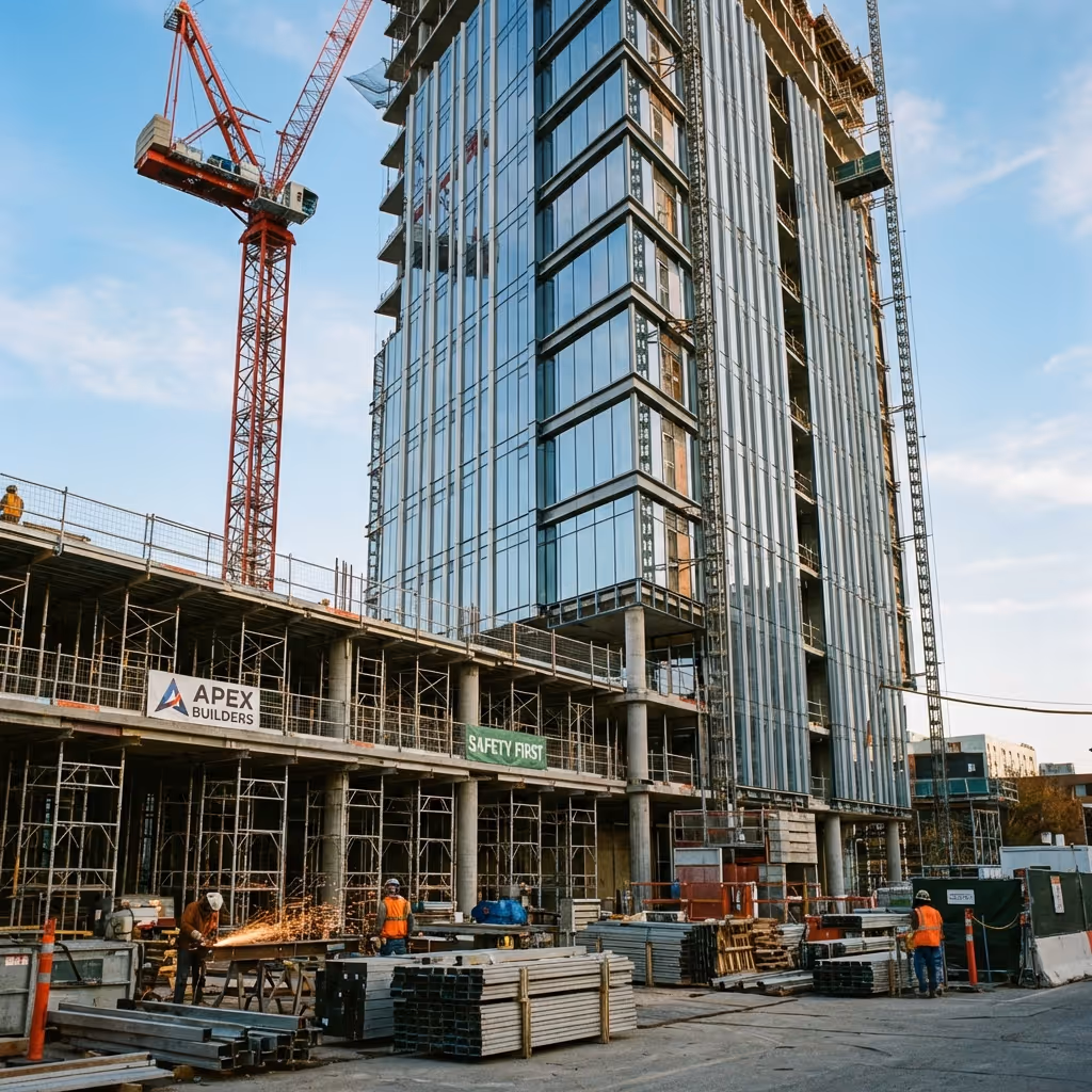 Construcción de edificio moderno