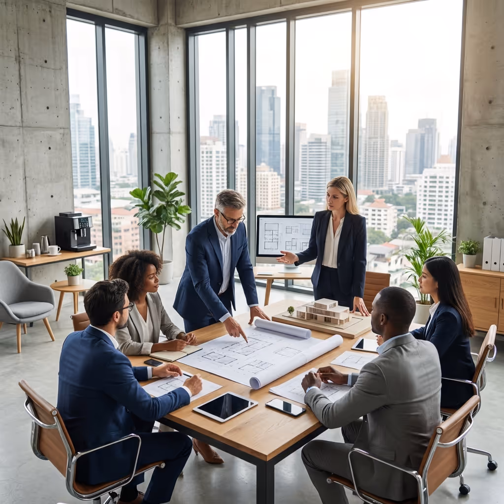 Estructura arquitectónica moderna en construcción con grúas y acero